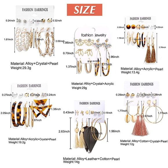 36 Pairs Gold Hoop Earrings Set for Women Multipack, Boho Fashion Statem… main image 4